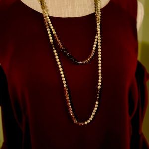 Loft pearl & grey beaded necklace